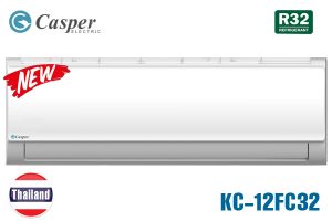 Điều hòa Casper 12000 BTU 1 chiều KC-12FC32 [2021]
 	Thiết kế sang trọng, đèn hiển thị nhiệt độ tiện dụng
 	Làm lạnh nhanh, vận hành êm, bền bỉ
 	Dàn đồng, cánh tản nhiệt xử lý chống ăn mòn
 	Xuất xứ: Chính hãng Thái Lan
 	Bảo hành: Máy 3 năm, máy nén 5 năm